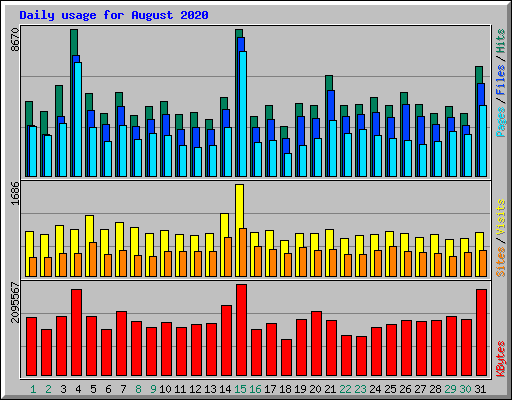 Daily usage for August 2020
