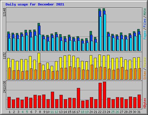 Daily usage for December 2021