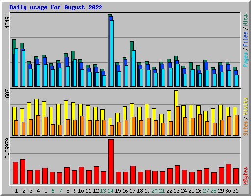 Daily usage for August 2022