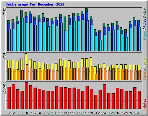 Daily usage for December 2022